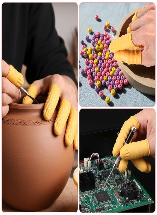 Jxiwfvl 200 PCS Disposable Latex Finger Cots Rubber, Finger Protectors, Latex Anti-Static Fingers Tip Rubber for Protect Keeping Dressing Dry and Clean (Pink, Yellow) - Image 4